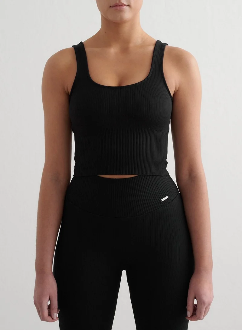 Black Ribbed Seamless Shaping Bralette