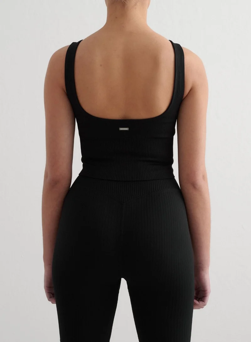 Black Ribbed Seamless Shaping Bralette