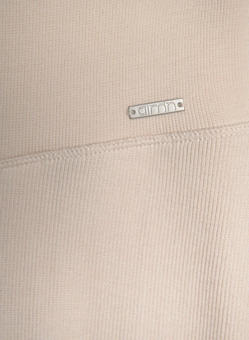 Café Au Lait Ribbed Wool Wide Pants