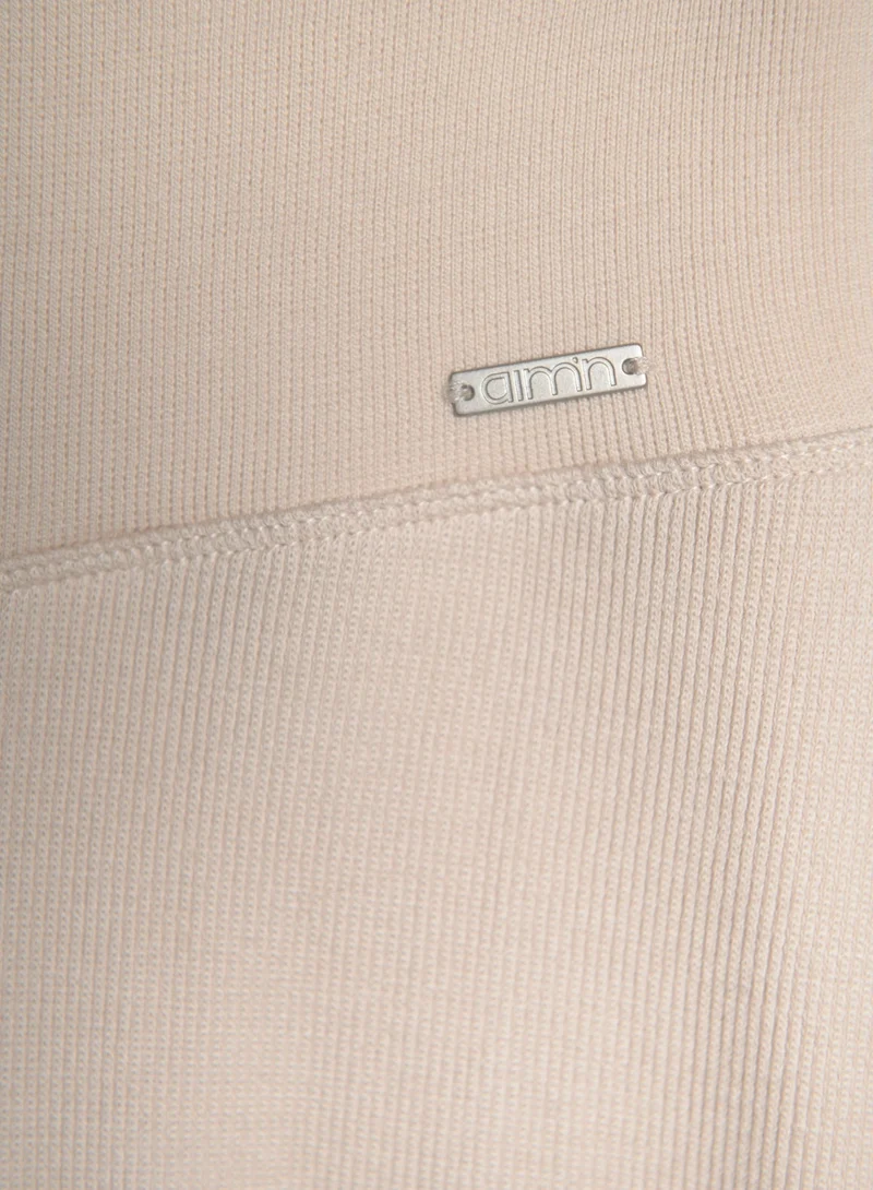 Café Au Lait Ribbed Wool Wide Pants