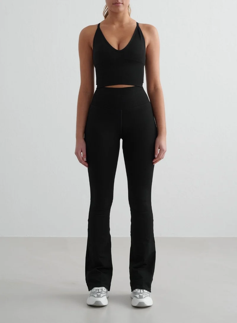 Black Shape Seamless Flare Tights