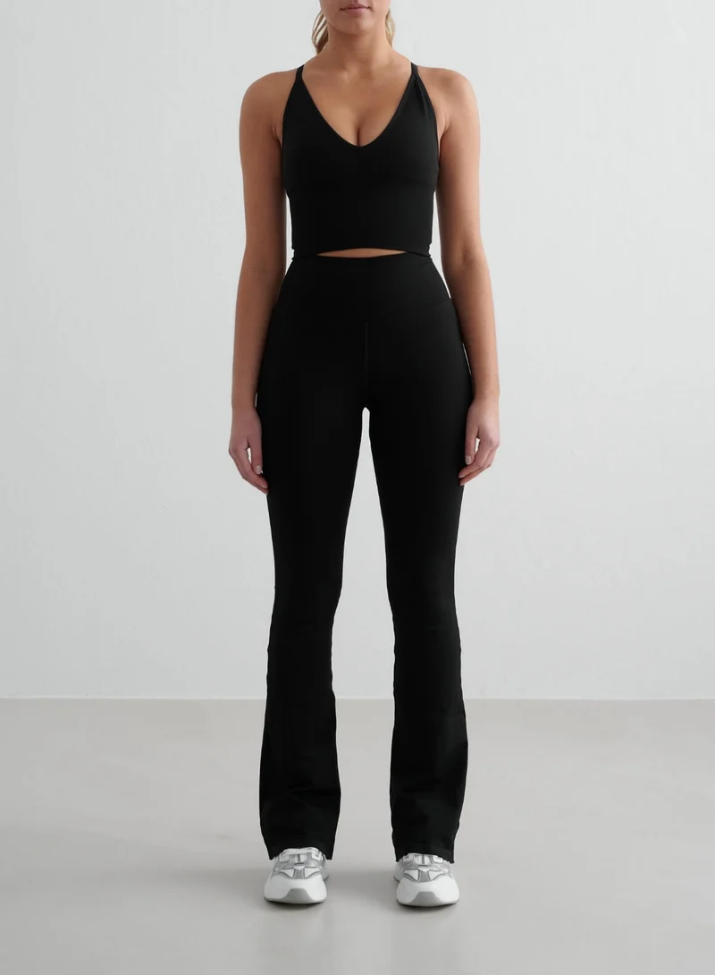 Black Shape Seamless Flare Tights