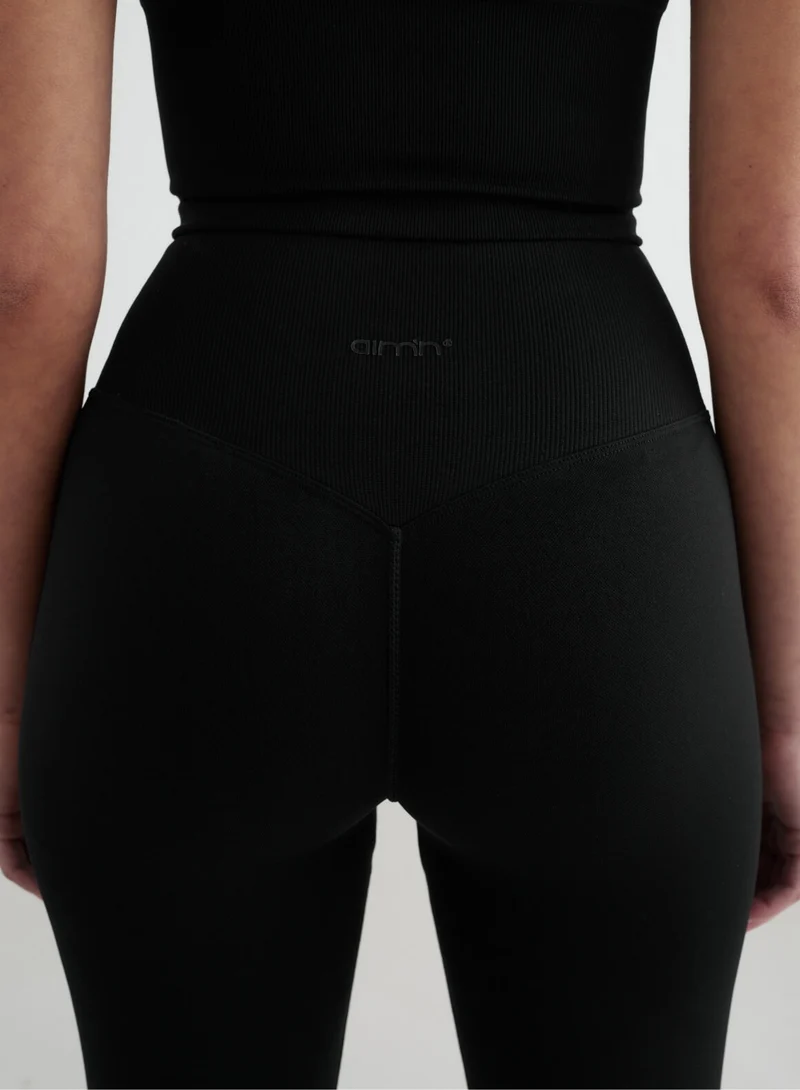 Black Shape Seamless Flare Tights