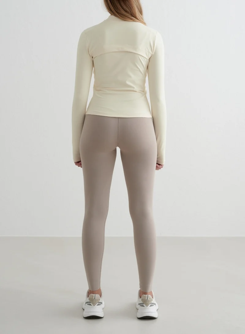Almond White Sense Zip Jacket