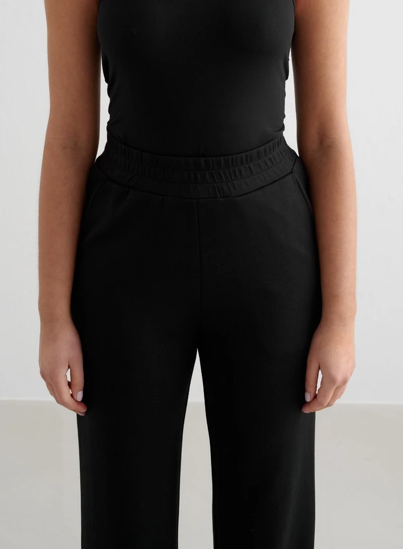 Black Comfy Modal Wide Pants