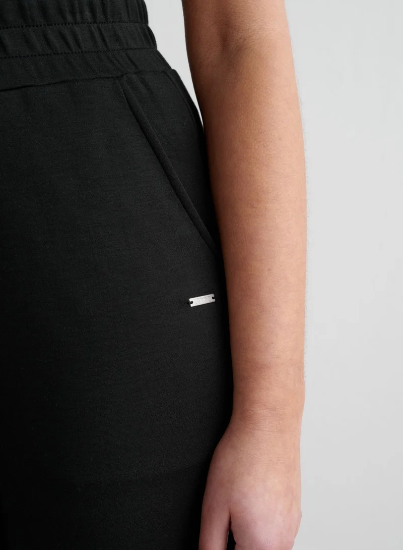 Black Comfy Modal Wide Pants