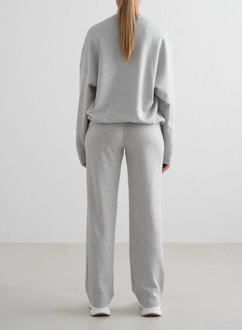 Light Grey Melange Comfy Modal Wide Pants