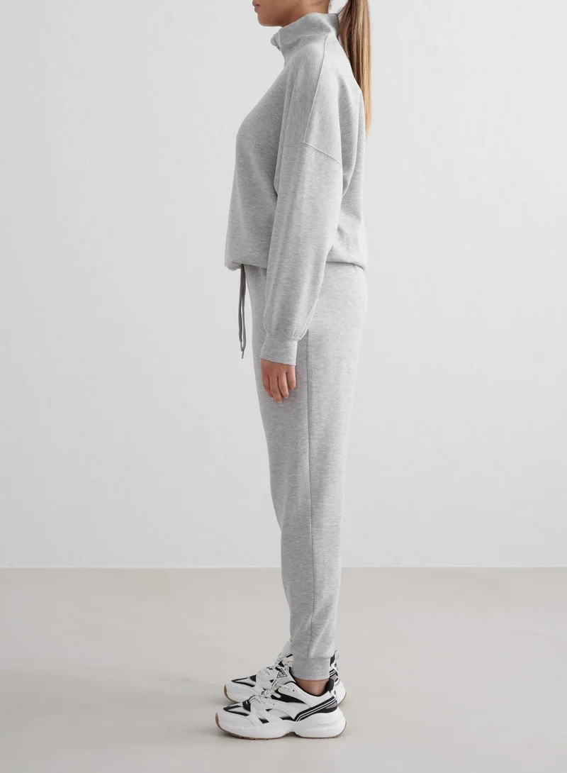 Light Grey Melange Comfy Modal Pants