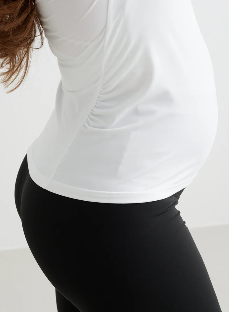 White Soft Basic Maternity Long Sleeve