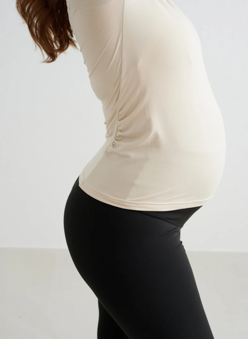 Café Au Lait Soft Basic Maternity Long Sleeve