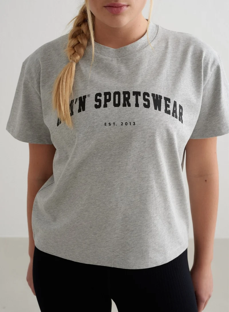 Grey Melange Varsity Boxy T-shirt