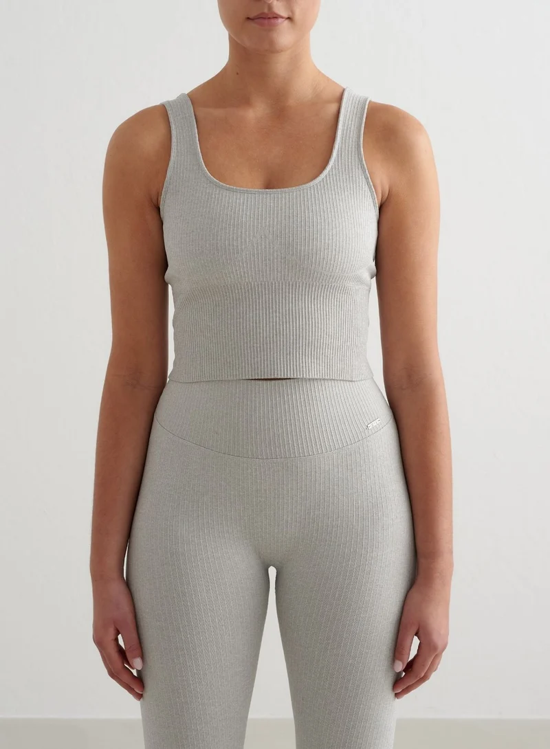 Grey Melange Ribbed Seamless Shaping Bralette