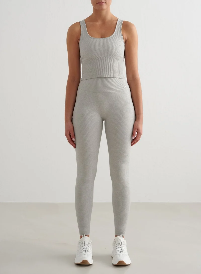 Grey Melange Ribbed Seamless Shaping Bralette