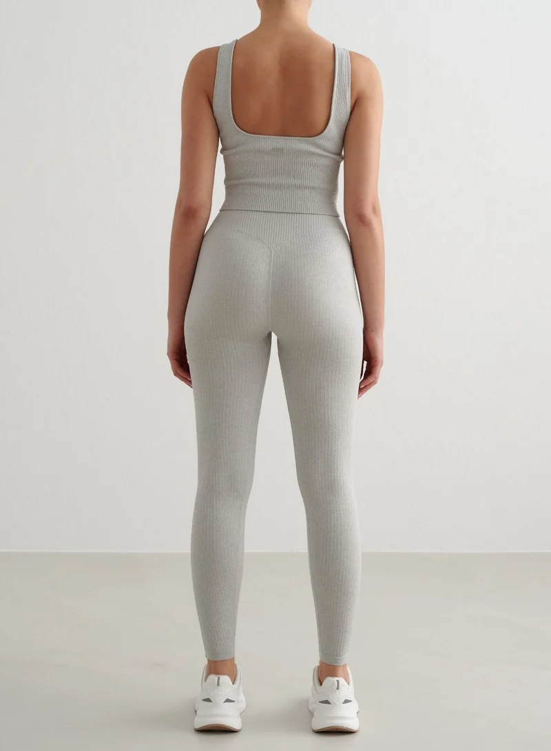 Grey Melange Ribbed Seamless Shaping Bralette