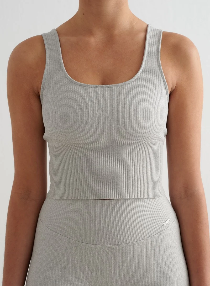 Grey Melange Ribbed Seamless Shaping Bralette