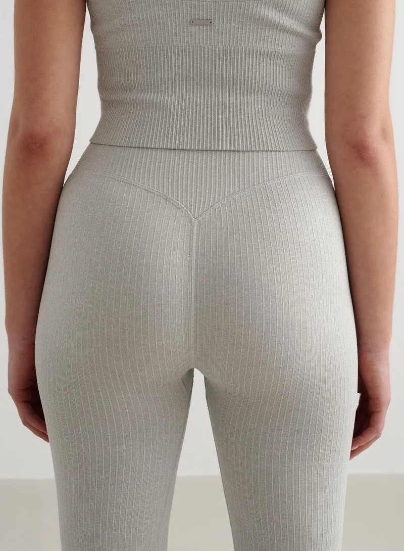 Grey Melange Ribbed Seamless Tights