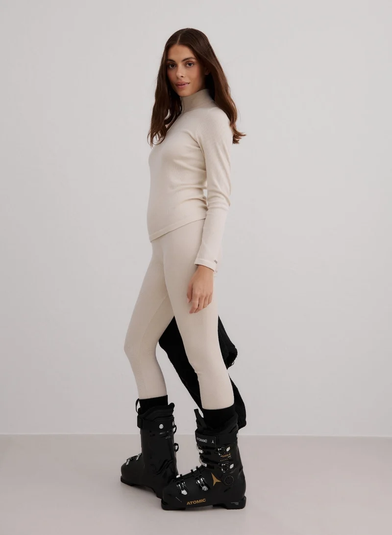 Café Au Lait Ribbed Wool Leggings