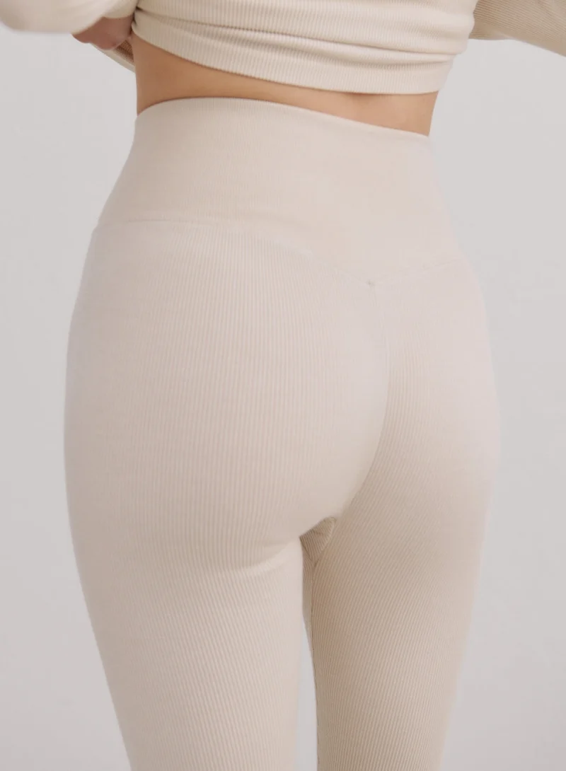 Café Au Lait Ribbed Wool Leggings