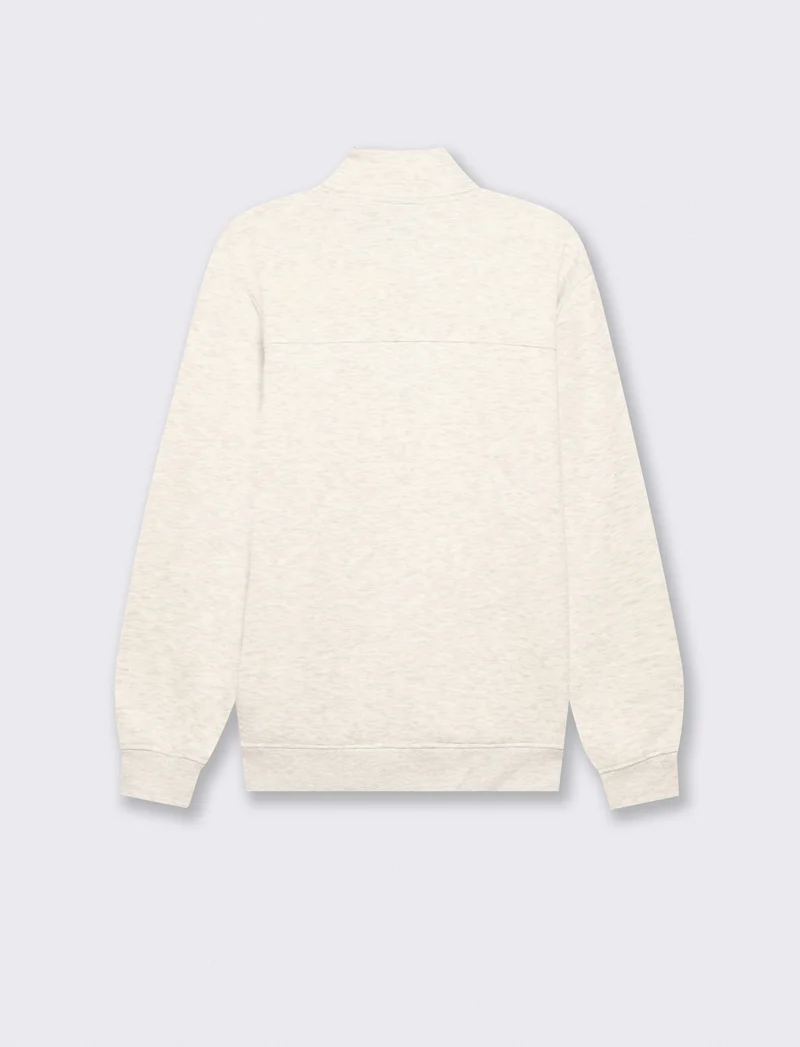 Felpa lupetto zip in misto cotone - Grigio chiaro mel.