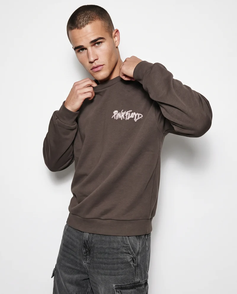 Felpa girocollo Pink Floyd uomo boxy fit - Grigio piombo