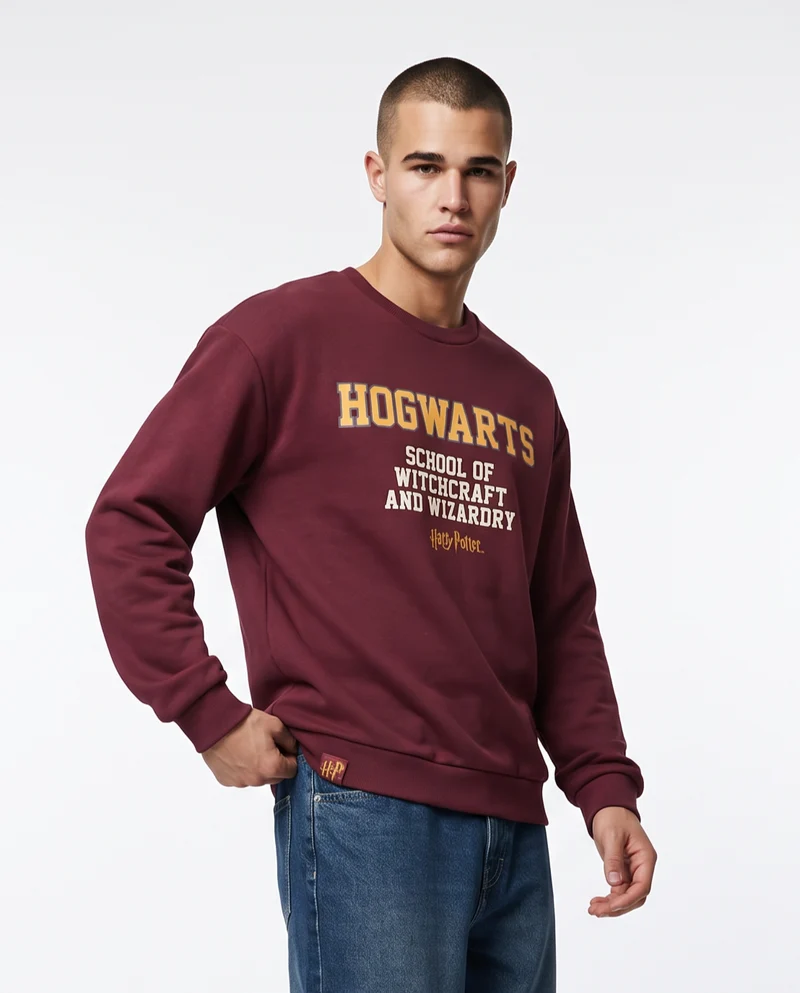 Felpa Harry Potter girocollo uomo boxy fit - Bordeaux
