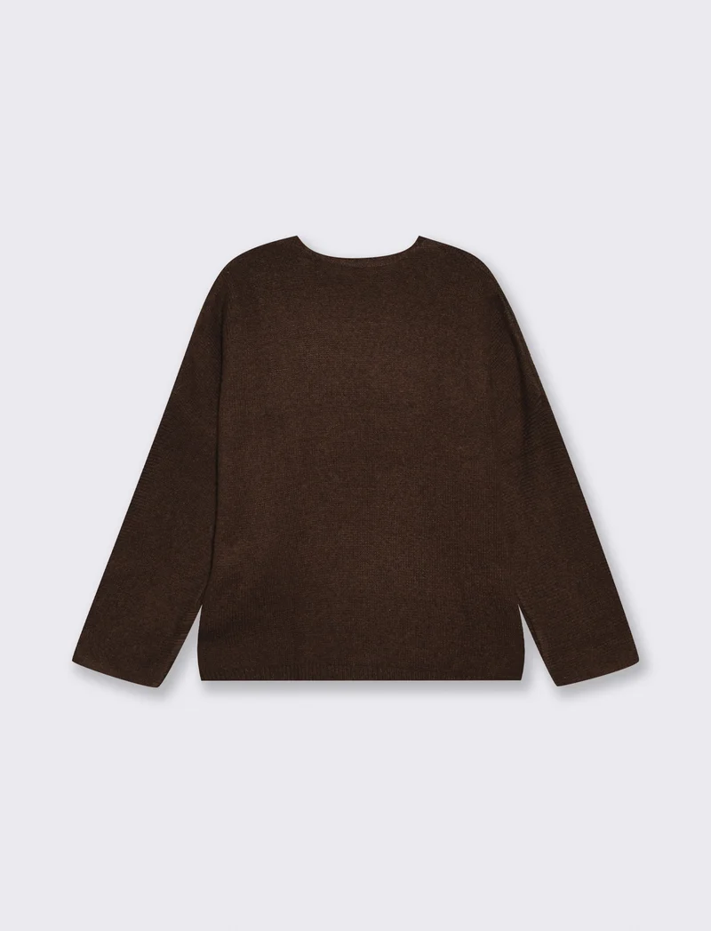 Pullover over con scollo a V elegante - Moro