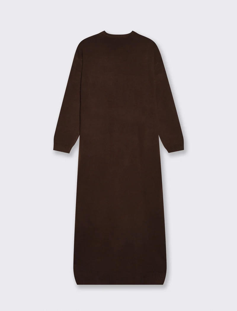 Vestito lungo in maglia con maniche 3/4 - Moro