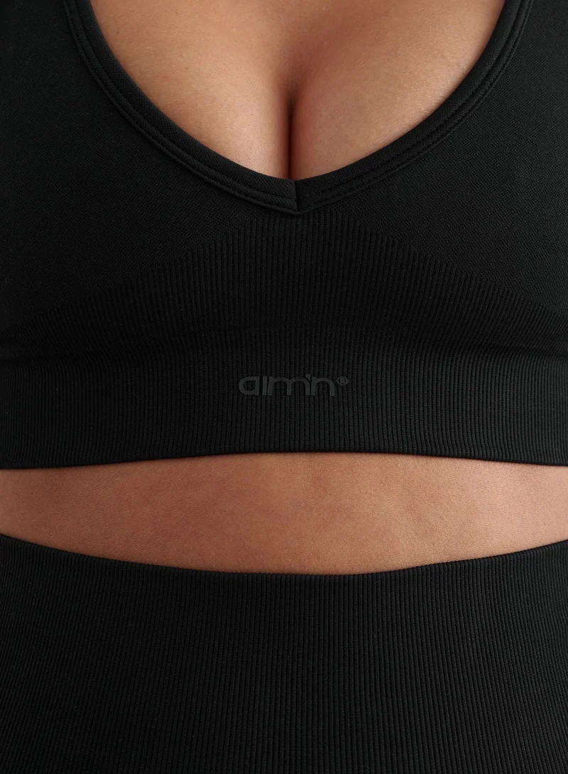 Black Shape Seamless Deep Cut Bra