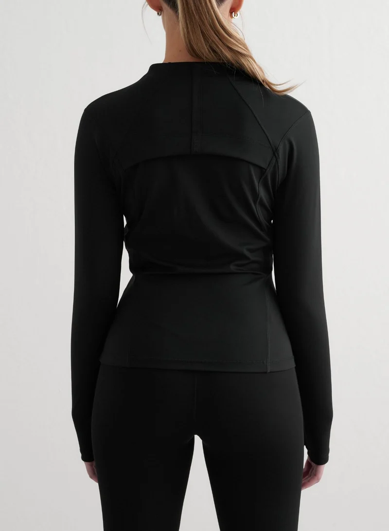 Black Sculpting Zip Jacket