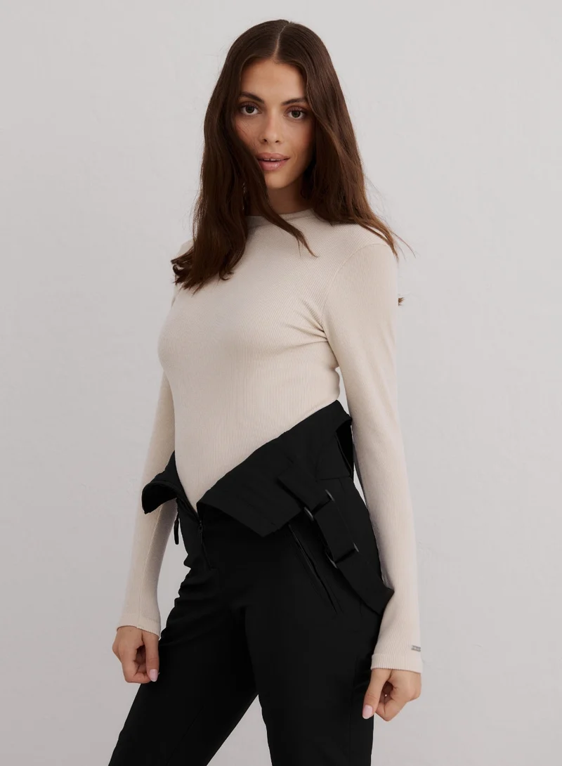 Café Au Lait Ribbed Wool Long Sleeve