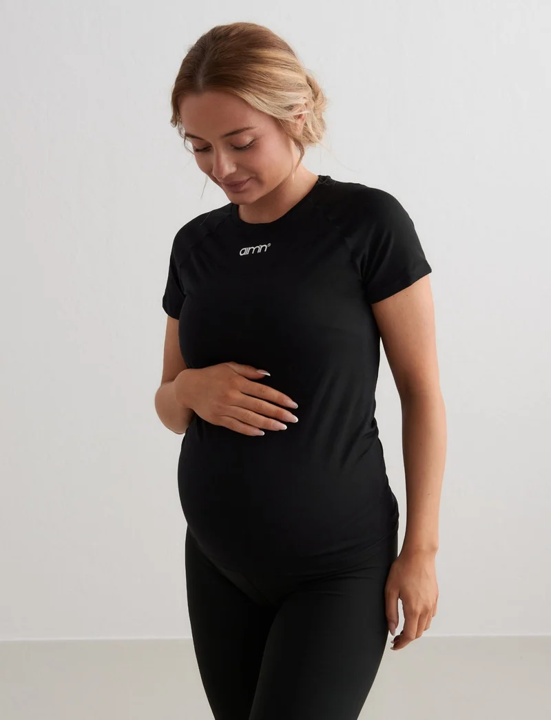 Black Soft Basic Maternity Short Sleeve
