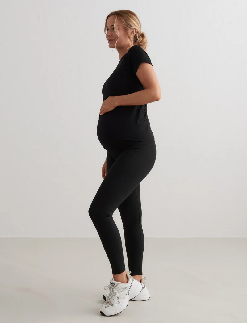 Black Soft Basic Maternity Short Sleeve