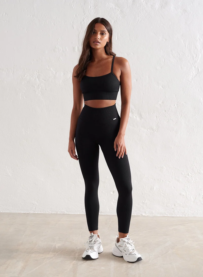 Black Ribbed Seamless Petite Tights