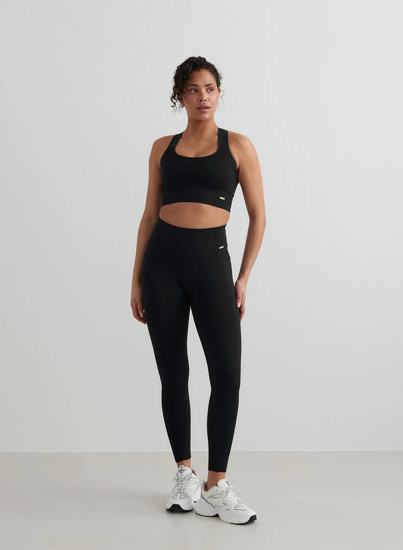 Black Ribbed Seamless Tights