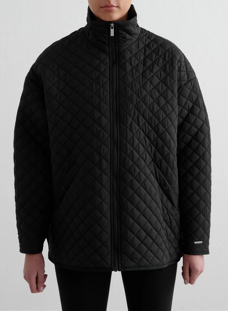 Black Oversized Quilted Jacket