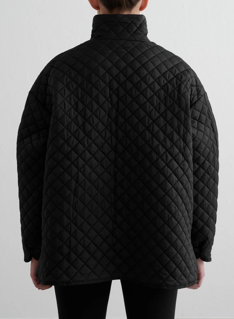 Black Oversized Quilted Jacket