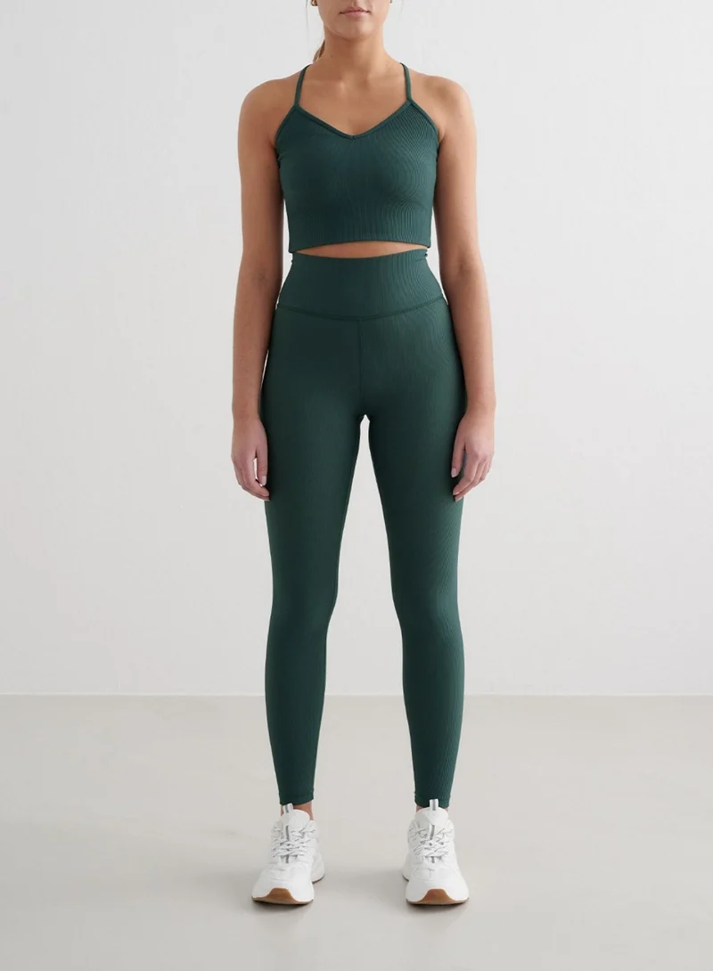 Deep Emerald Ribbed Performance Tights