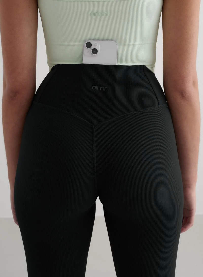 Black Ribbed Performance Tights