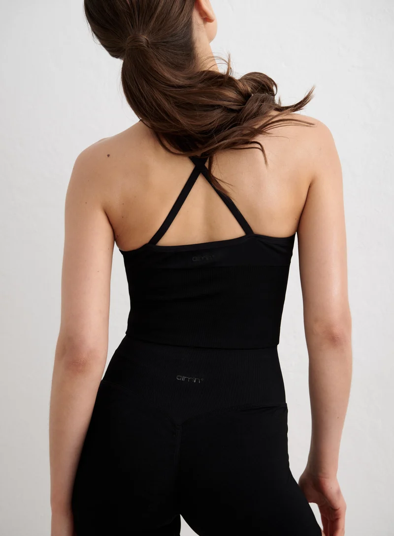 Black Shape Seamless Cross Back Bralette