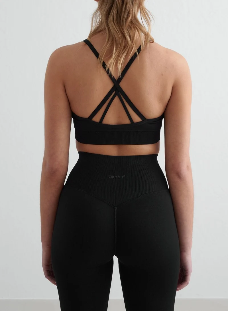 Black Shape Seamless Cross Back Bra