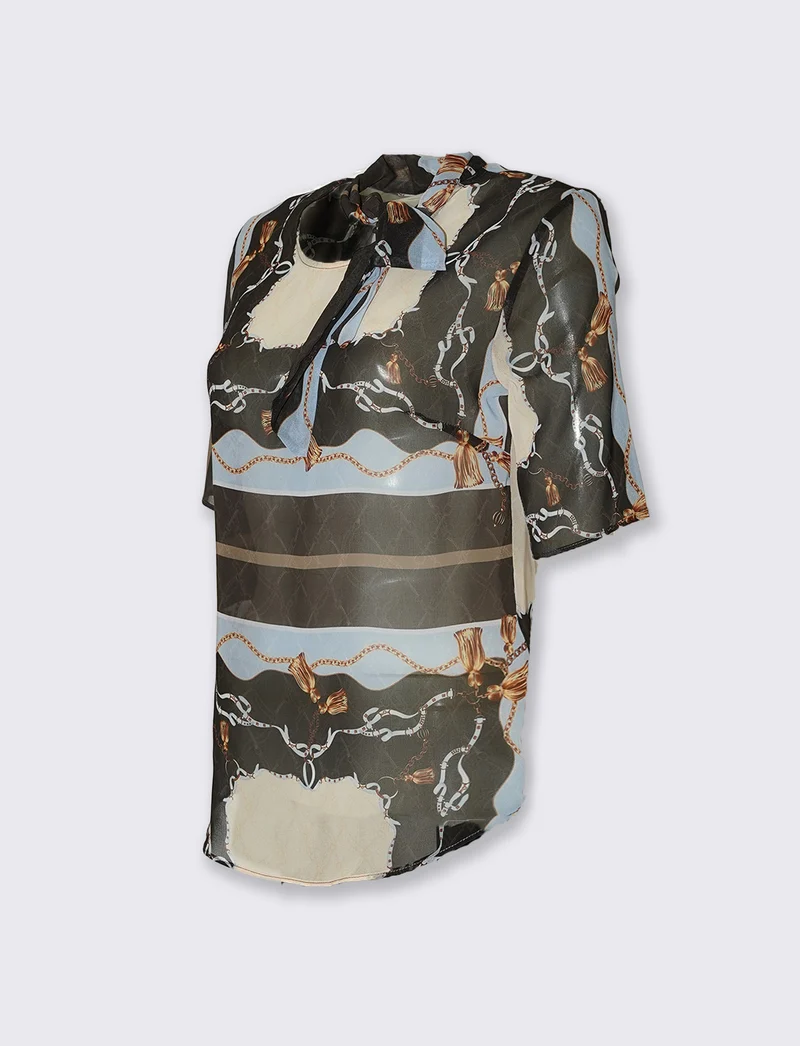 Casacca mezza manica modello foulard - Fantasia