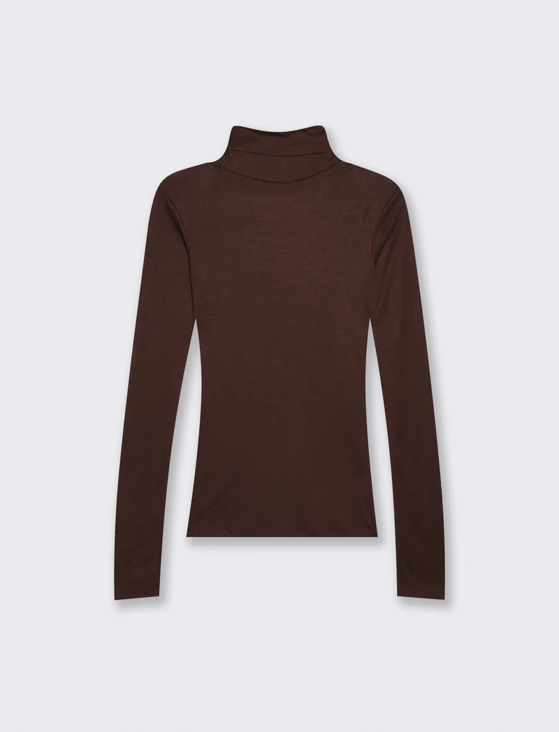 Pullover basico collo alto slim fit - Moro