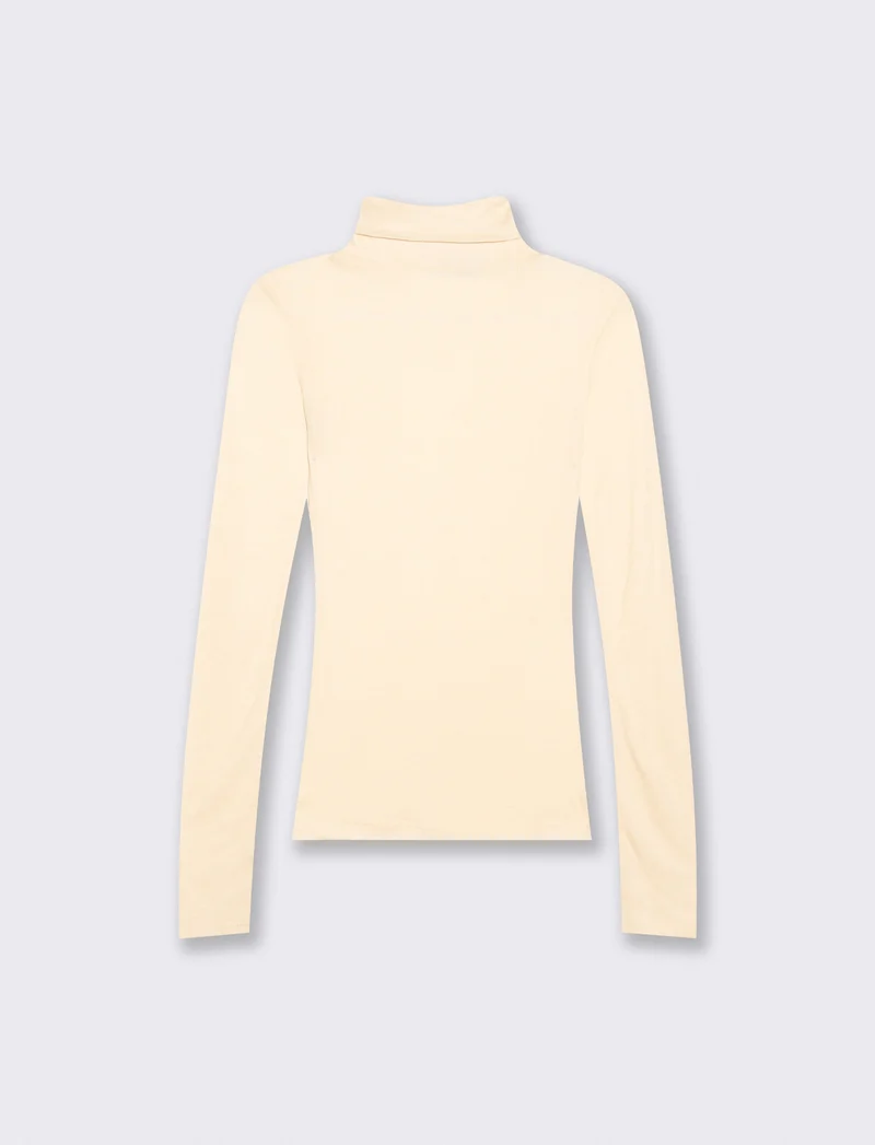 Pullover basico collo alto slim fit - Avorio