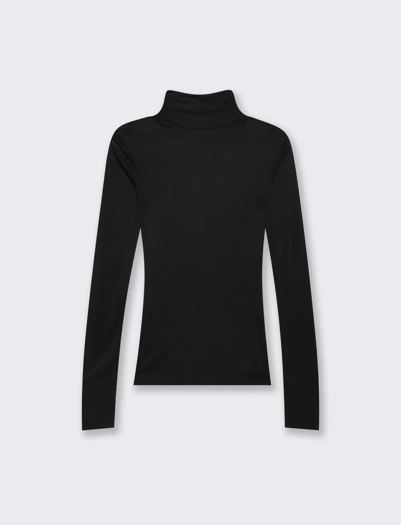 Pullover basico collo alto slim fit - Nero
