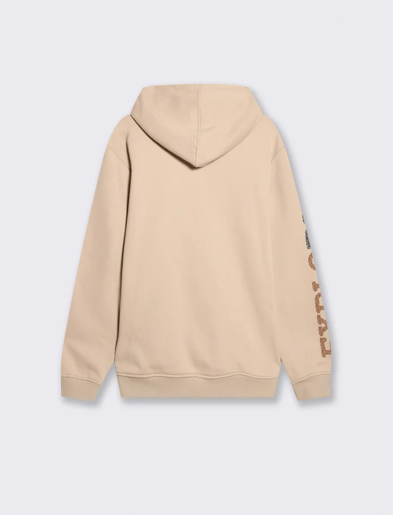 Felpa con cappuccio e stampe puff - Beige