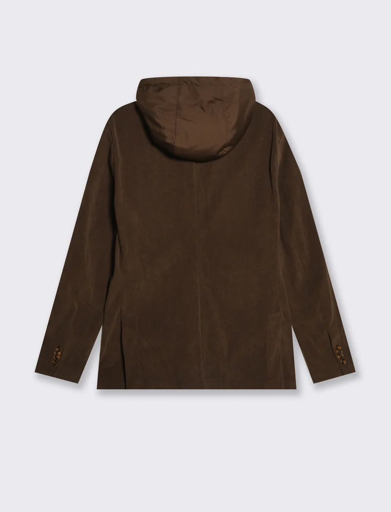 Blazer in velluto uomo con cappuccio regolabile - Verde kaki