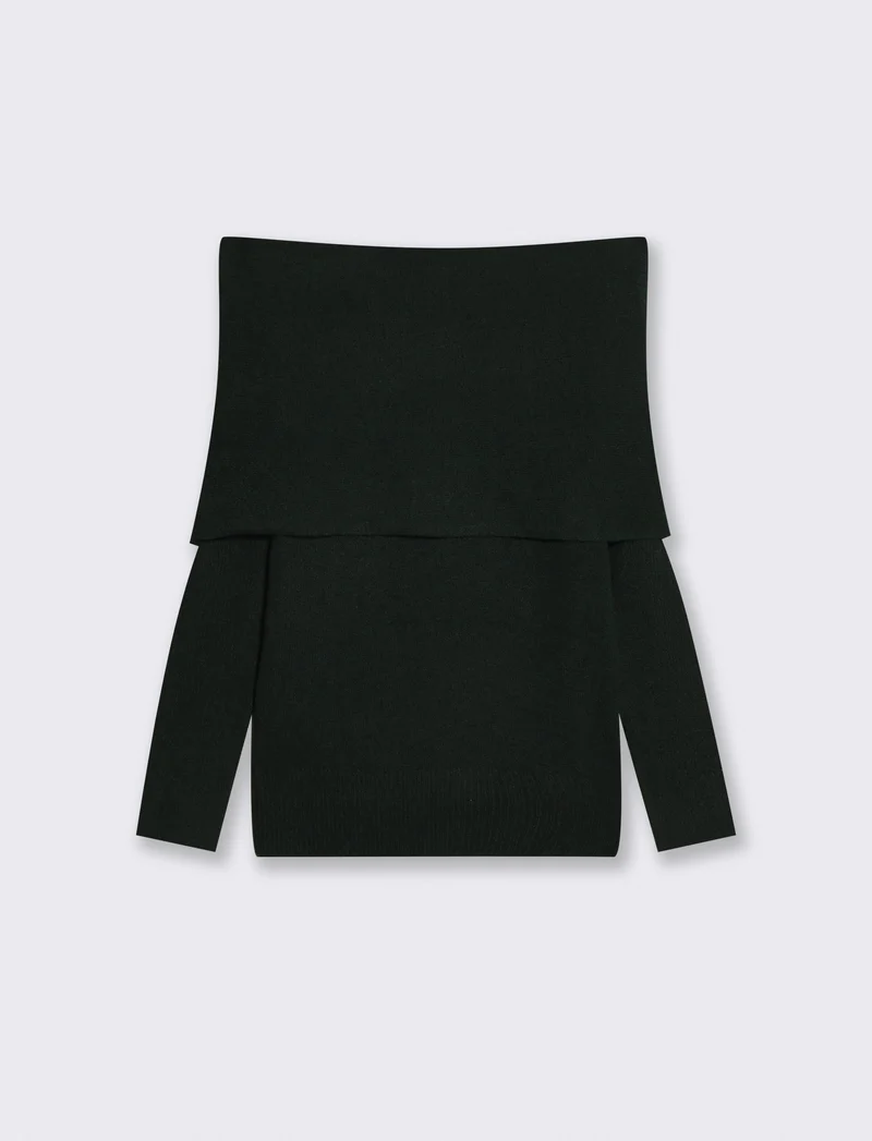 Pullover con scollo a barca elegante - Verde bosco