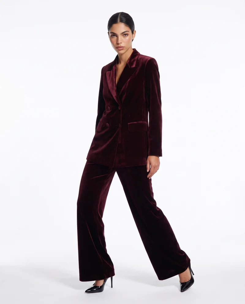 Giacca doppiopetto in velluto elegante - Bordeaux
