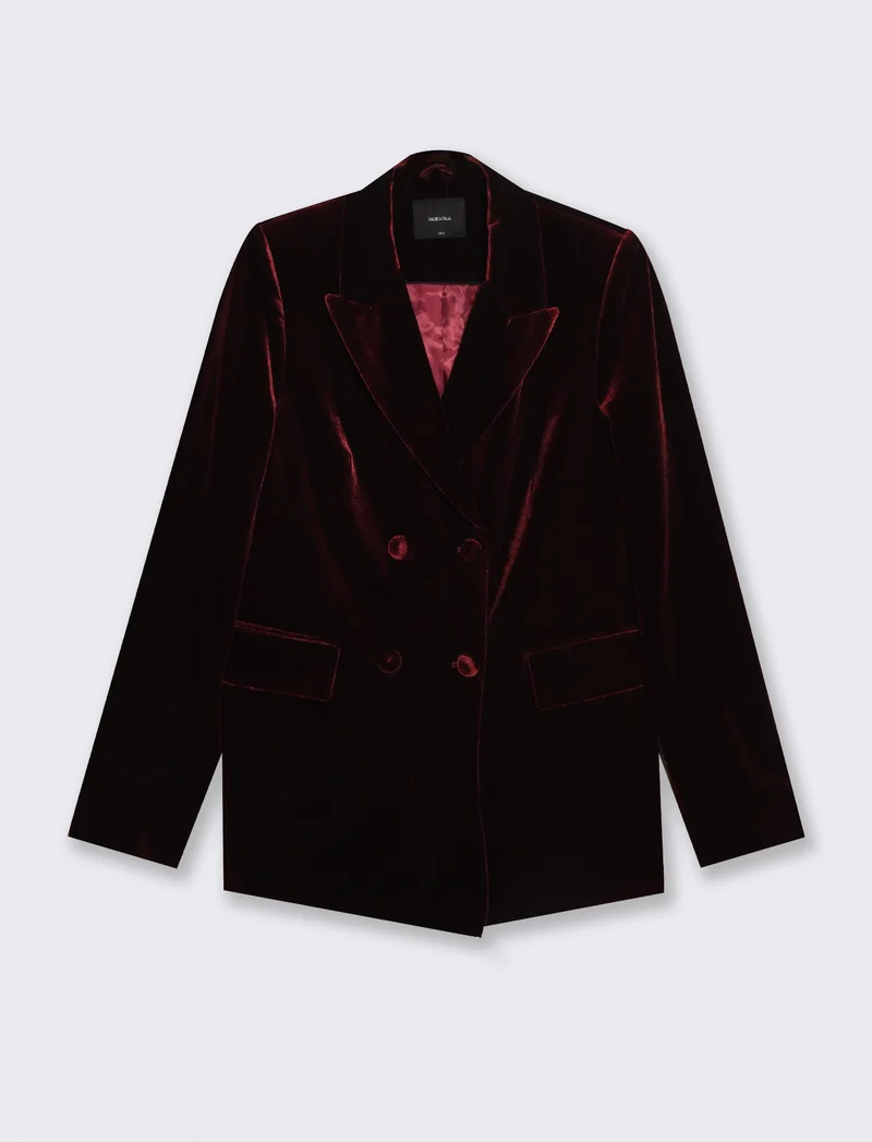 Giacca doppiopetto in velluto elegante - Bordeaux