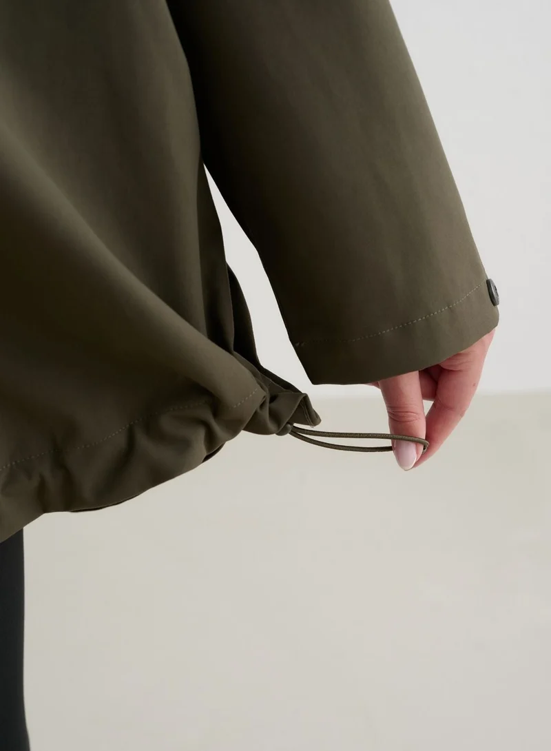 Khaki Waterproof Oversized Anorak